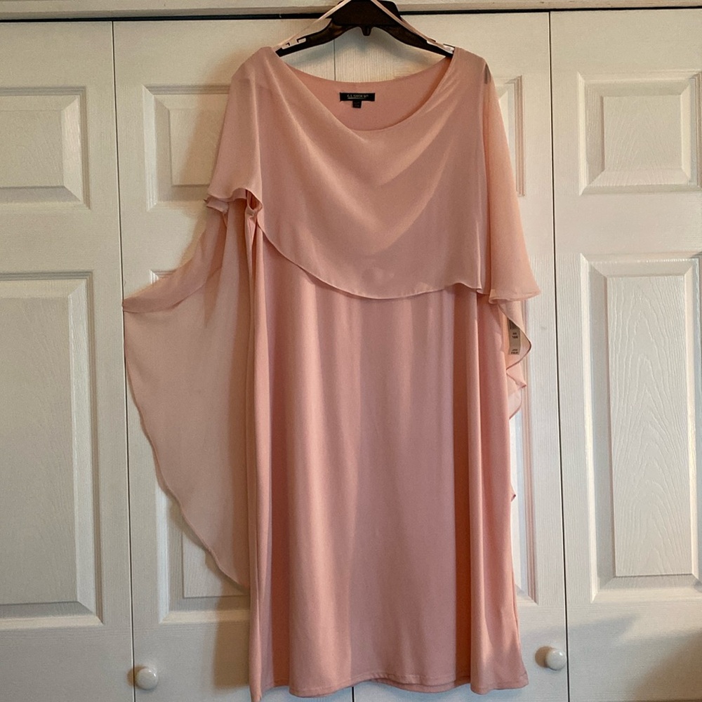 Glamour Soft Blush Layered Chiffon Midi Dress